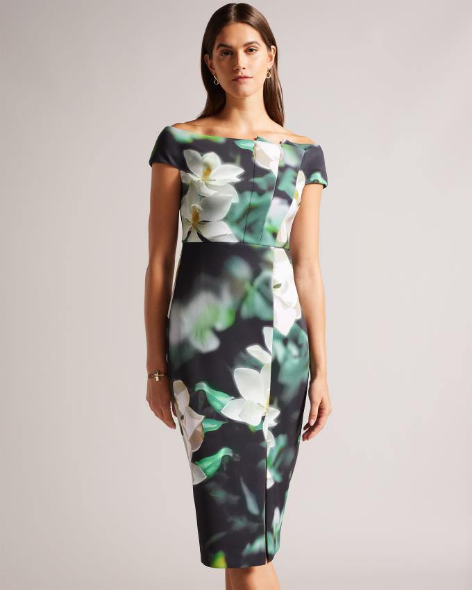 Peignoir Ted Baker Bardot Bodycon Midi Noir Femme | UON-63311995